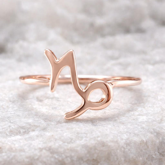 925 Sterling Silver Capricorn Ring Minimalist Zodiac Jewelry