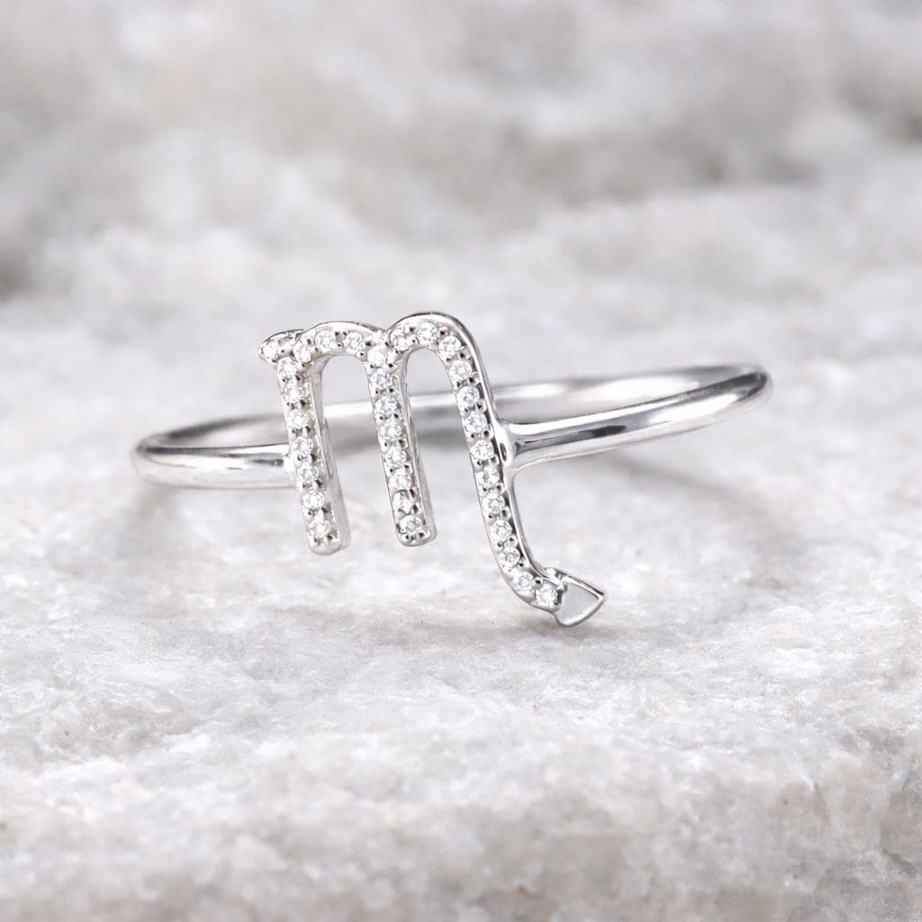 CZ Scorpio Zodiac Ring â 925 Sterling Silver Horoscope Jewelry