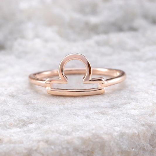 Sterling Silver Libra Zodiac Ring, Minimalist Astrology Band, September October Jewelry