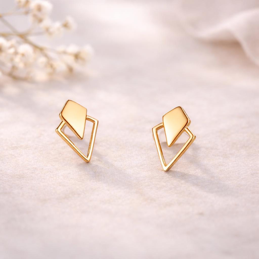 Sterling Silver Double Triangle Geometric Stud Earrings â Modern Minimalist Jewelry