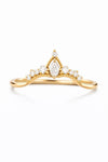 Sterling Silver Marquise CZ Crown Ring, Chevron Wedding Band, Stacking Bridal Jewelry
