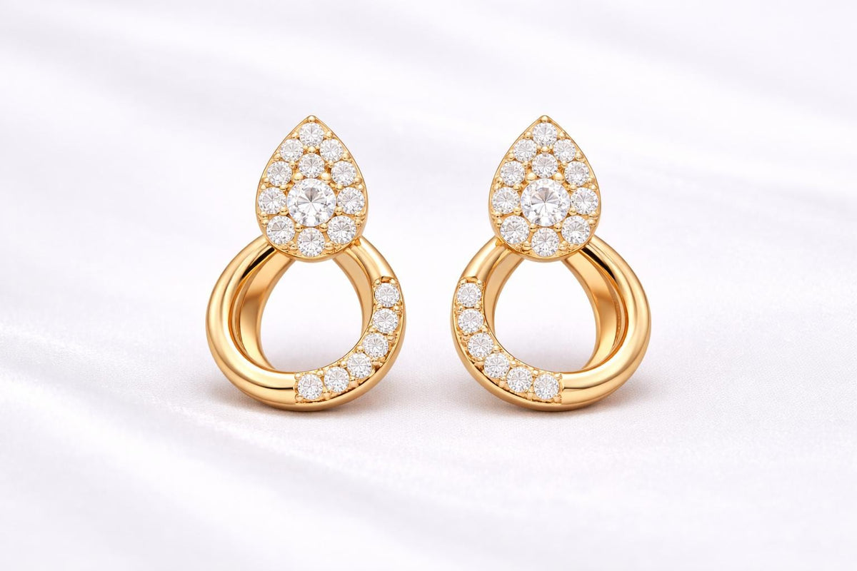 925 Sterling Silver Teardrop CZ Drop Earrings, Pave Bridal Wedding Jewelry
