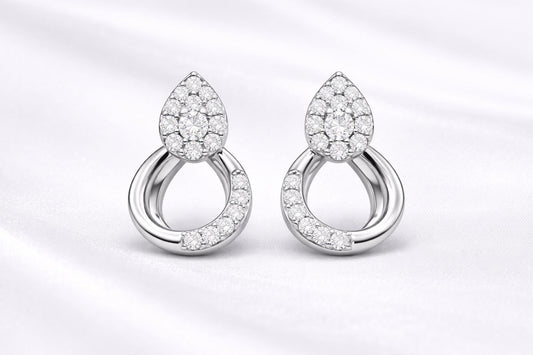 925 Sterling Silver Teardrop CZ Drop Earrings, Pave Bridal Wedding Jewelry