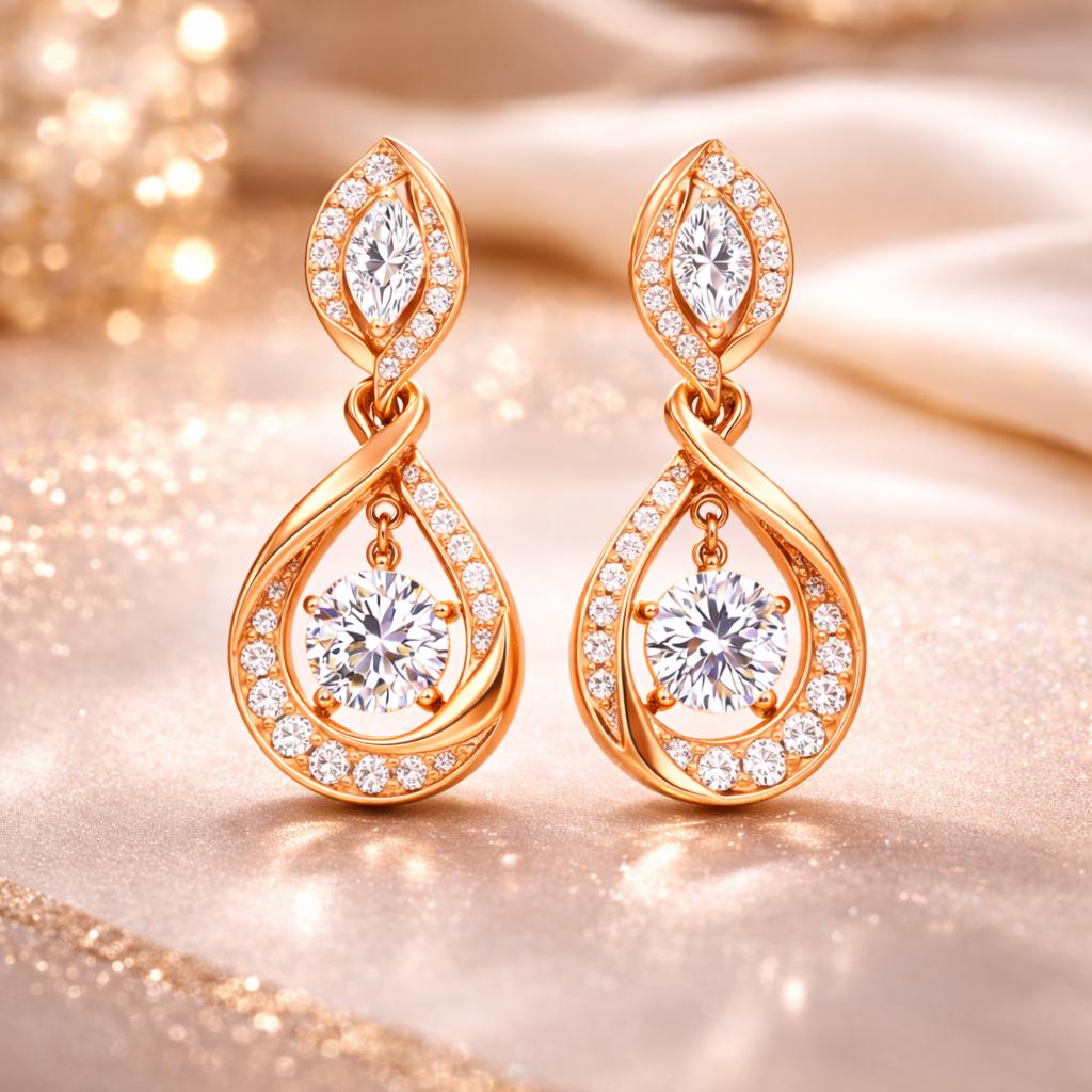 Sterling Silver CZ Teardrop Dangle Earrings | Bridal Twist Drop Bridal Jewelry