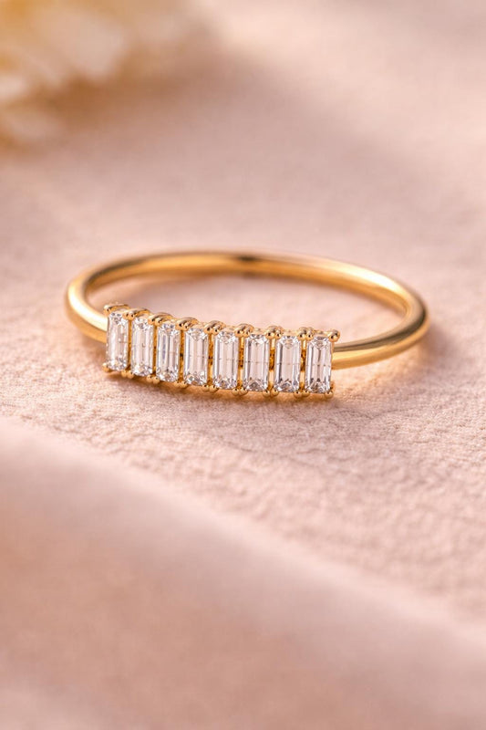 925 Sterling Silver Baguette CZ Bar Ring, Minimalist Stacking Band, Elegant Modern Jewelry