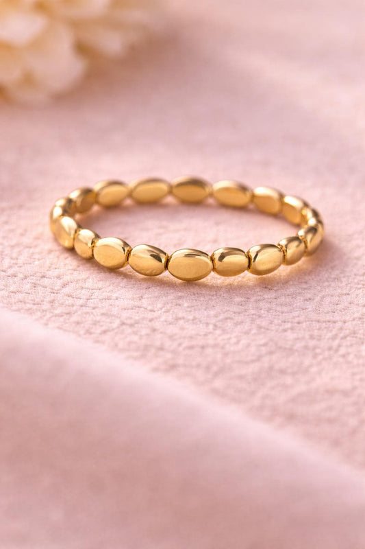 Sterling Silver Beaded Stacking Ring, Minimalist Everyday Band