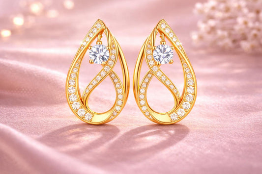 925 Sterling Silver CZ Teardrop Dangle Earrings, Twisted Bridal Wedding Jewelry