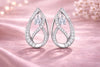 925 Sterling Silver CZ Teardrop Dangle Earrings, Twisted Bridal Wedding Jewelry