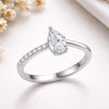 925 Sterling Silver Pear Cut CZ Ring, Teardrop Solitaire Engagement Ring