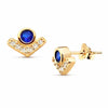 925 Sterling Silver Blue CZ Geometric Chevron Stud Earrings, Minimal Dainty Sapphire CZ