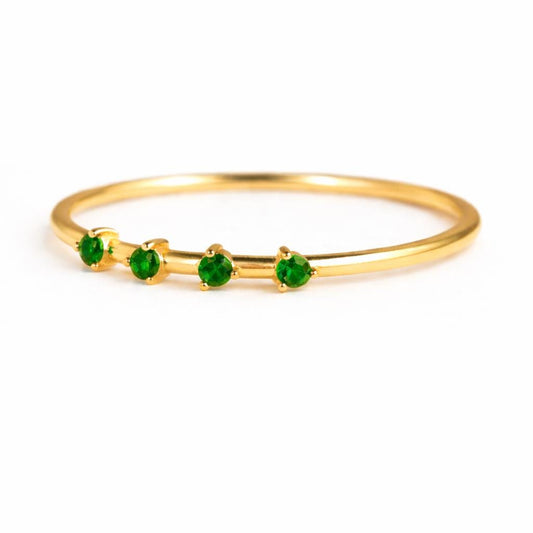 925 Sterling Silver Emerald Green CZ Ring, Minimal Stackable Dainty Jewelry