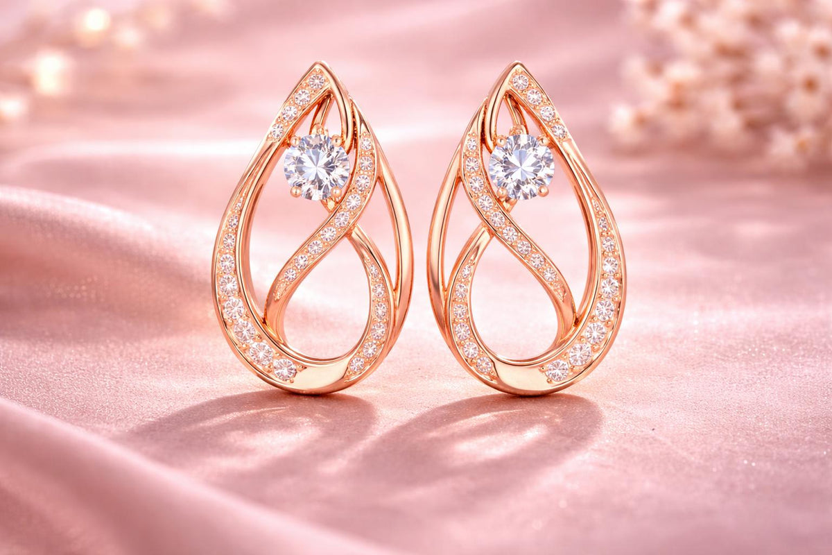 925 Sterling Silver CZ Teardrop Dangle Earrings | Twisted Bridal Wedding Jewelry