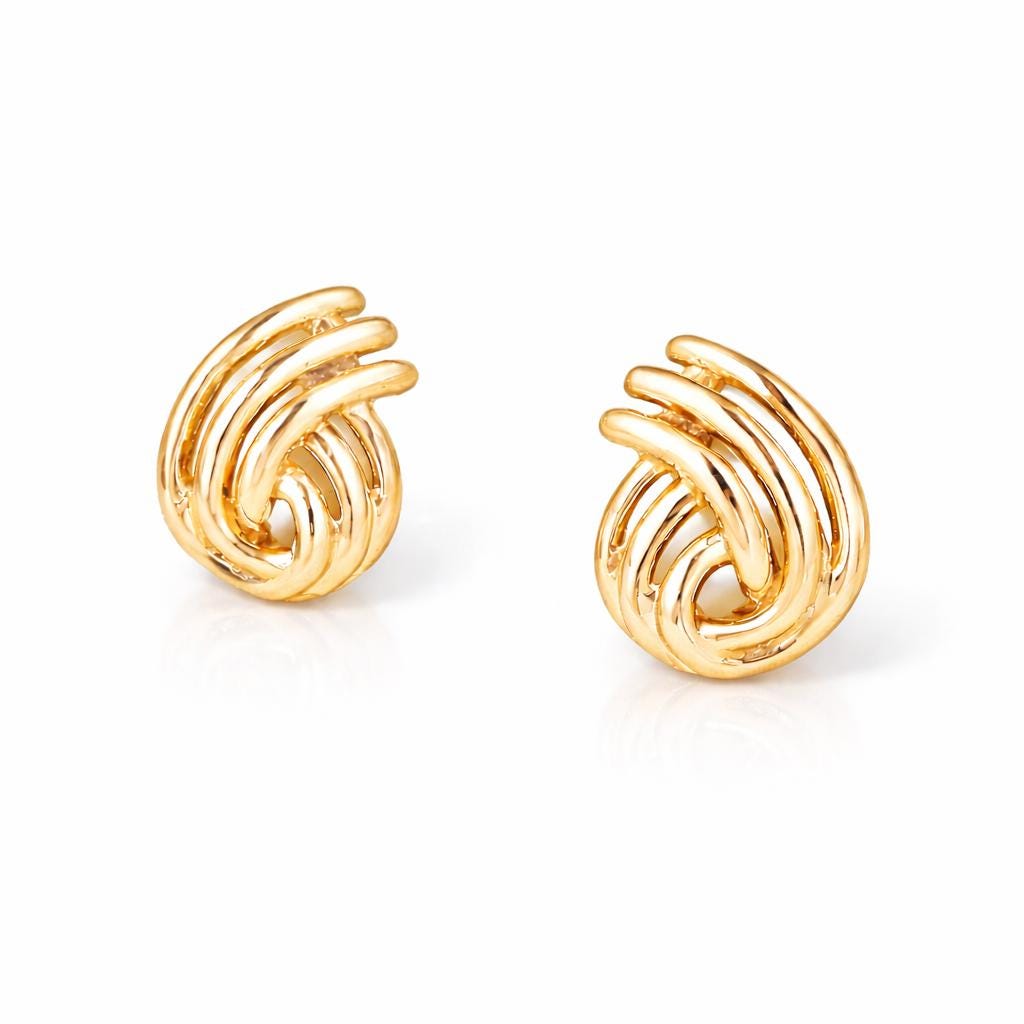 925 Sterling Silver Swirl Knot Stud Earrings, Modern Sculptural Minimalist Design
