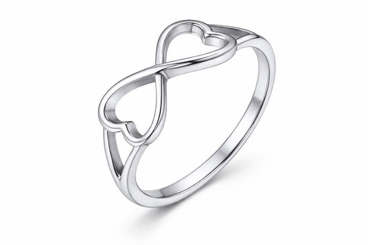 925 Sterling Silver Infinity Heart Ring, Minimalist Band, Romantic Promise Gift