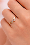 925 Sterling Silver Double Chevron Ring, Pave CZ V Shape Stackable Band