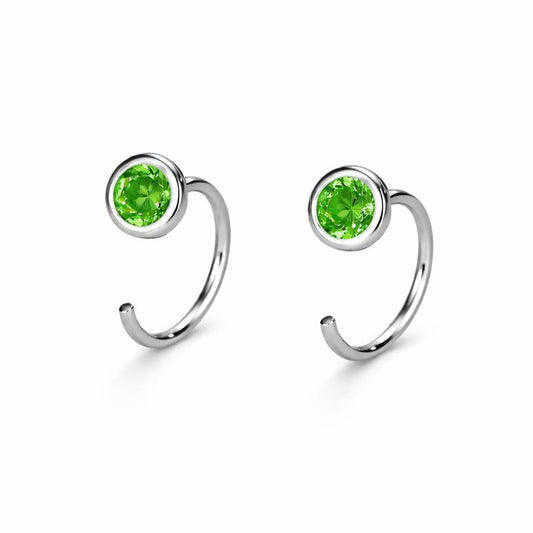 925 Sterling Silver CZ Open Hoop Earrings, Minimalist Dainty Ear Huggers, Everyday Jewelry