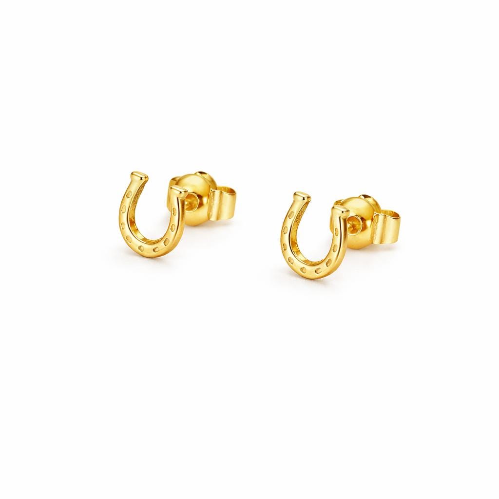 925 Sterling Silver Horseshoe Stud Earrings, Minimalist Western Lucky Charm Jewelry