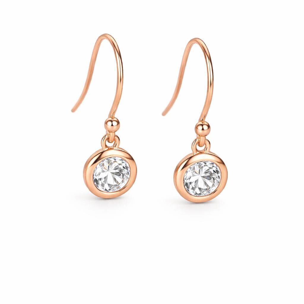 925 Sterling Silver Bezel Drop Earrings, Dainty CZ Dangle Jewelry for Women