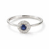925 Sterling Silver Blue CZ Halo Ring, Sapphire Inspired, Minimalist Engagement Ring