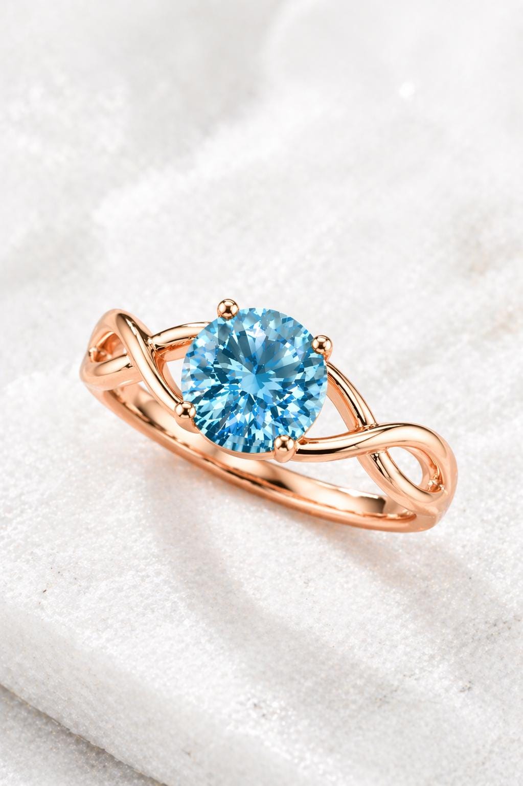 Sterling Silver Swiss Blue Topaz Celtic Knot Ring, Infinity Promise Band