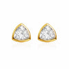 925 Sterling Silver Triangle CZ Stud Earrings, Trillion Cut Bezel, Minimal Geometric Jewelry