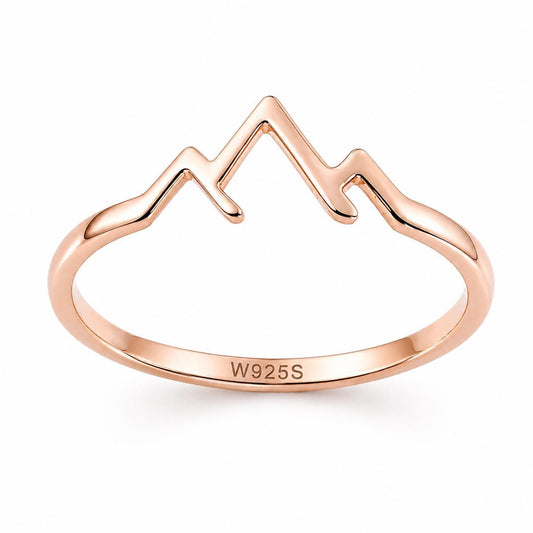 Sterling Silver Mountain Ring: Minimalist Nature Jewelry, Adventure Gift
