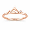 925 Sterling Silver Mountain Ring with CZ Accent, Minimalist Nature Landscape Jewelry