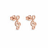 925 Sterling Silver Treble Clef Music Note Stud Earrings, Minimalist Jewelry