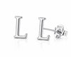 Sterling Silver L Initial Stud Earrings, Minimalist Personalized Name Studs