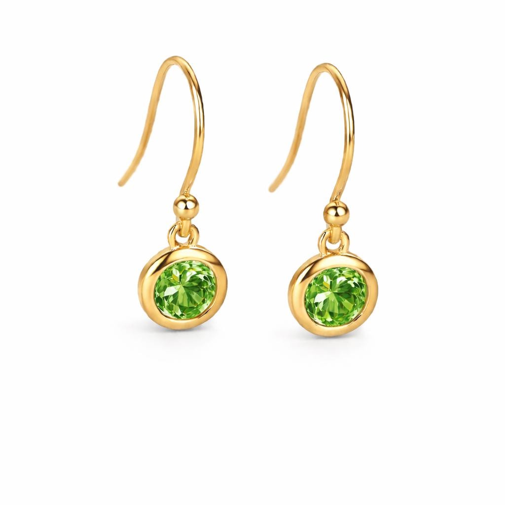 925 Sterling Silver Green CZ Drop Earrings, Bezel Set Dainty Jewelry