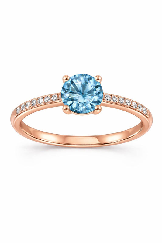 Sterling Silver Swiss Blue Topaz Solitaire Ring, Dainty Promise Engagement Band
