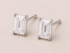 Emerald Cut CZ Stud Earrings, 925 Sterling Silver, Minimalist Rectangle Diamond Look