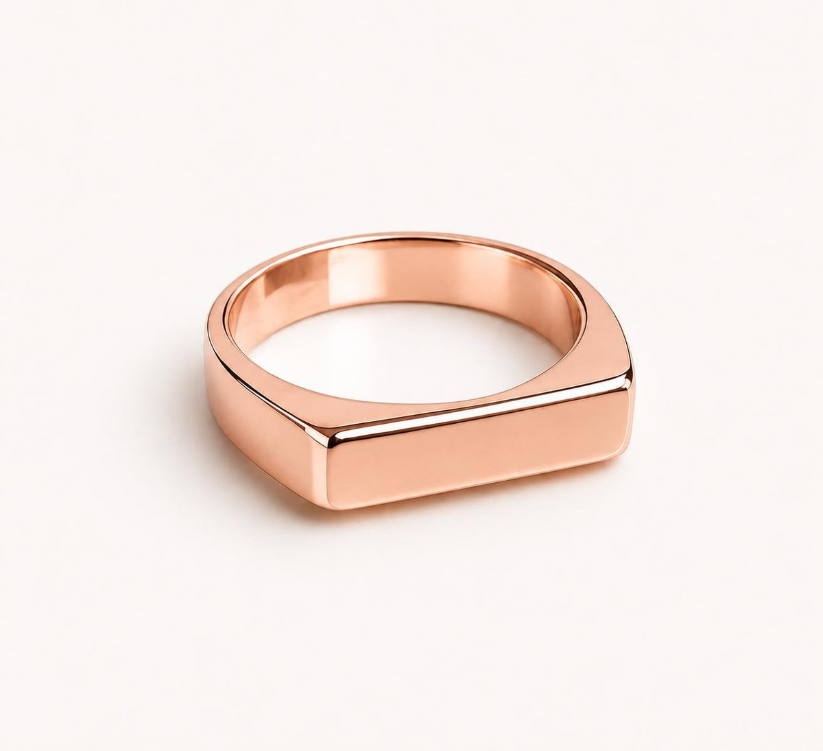Minimalist Sterling Silver Signet Ring, Modern Rectangle Statement Band