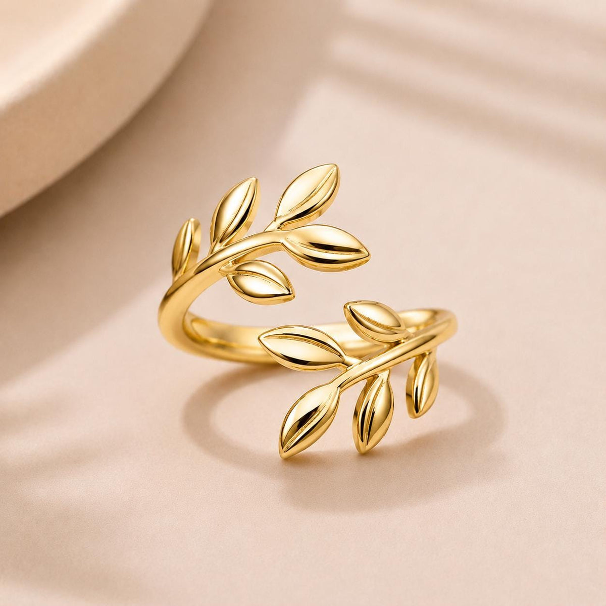 925 Sterling Silver Leaf Vine Ring, Adjustable Botanical Nature Jewelry