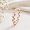 925 Sterling Silver Leaf Eternity Ring, CZ Accented Botanical Vine Band