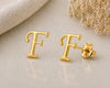 Sterling Silver Initial F Stud Earrings, Minimalist Alphabet Jewelry