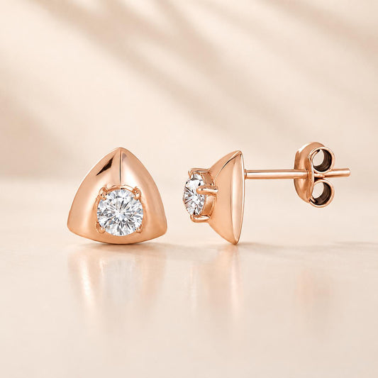925 Sterling Silver Triangle CZ Stud Earrings, Minimalist Geometric Everyday Jewelry