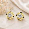 925 Sterling Silver CZ Flower Stud Earrings, Minimalist Floral Round Cut Cubic Zirconia