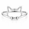 Sterling Silver Cat Face Ring with Bow, Minimalist Animal Jewelry