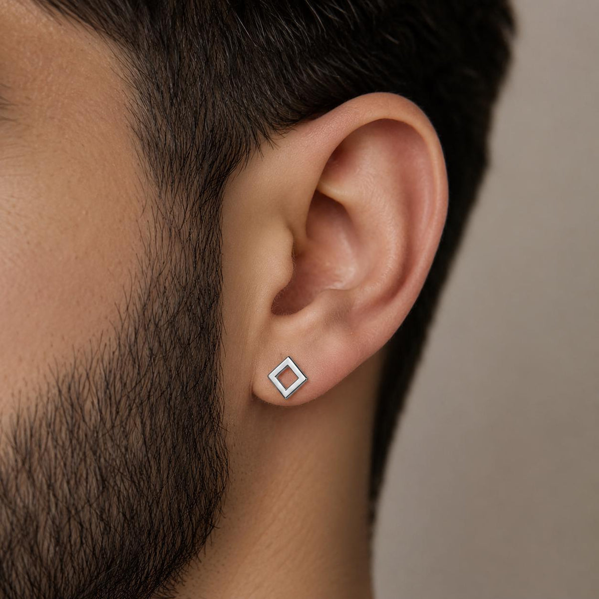 925 Sterling Silver Open Square Stud Earrings, Minimalist Geometric Jewelry