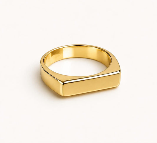 Minimalist Sterling Silver Signet Ring, Modern Rectangle Statement Band