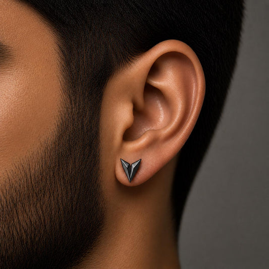 Sterling Silver Arrow Stud Earring, Geometric V, Minimalist Unisex Ear Stud