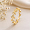 Sterling Silver Leaf CZ Eternity Ring, Botanical Vine Band, Minimalist Stackable Women's Jewelry