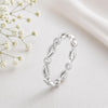 925 Sterling Silver Marquise Leaf CZ Eternity Ring, Minimalist Stackable Band