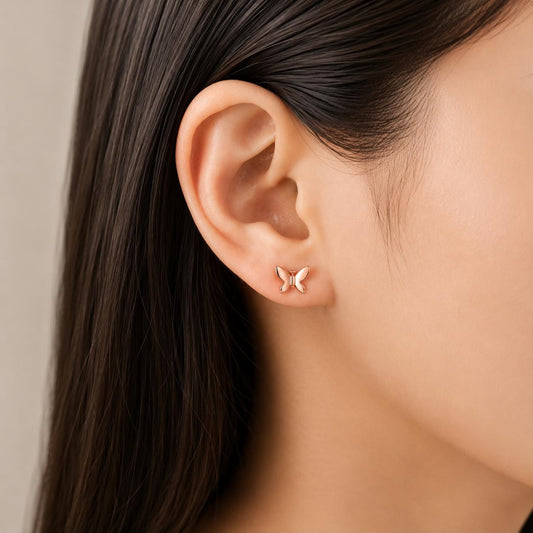 925 Sterling Silver Butterfly Stud Earrings, Dainty Minimalist Everyday Jewelry