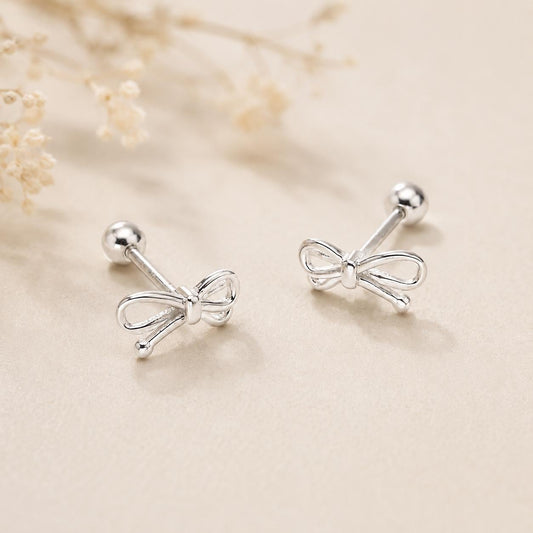 925 Sterling Silver Bow Stud Earrings, Minimalist Dainty Everyday Jewelry