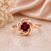 Sterling Silver Garnet Flower, Round Cut Engagement Ring, Floral Swirl Promise Ring