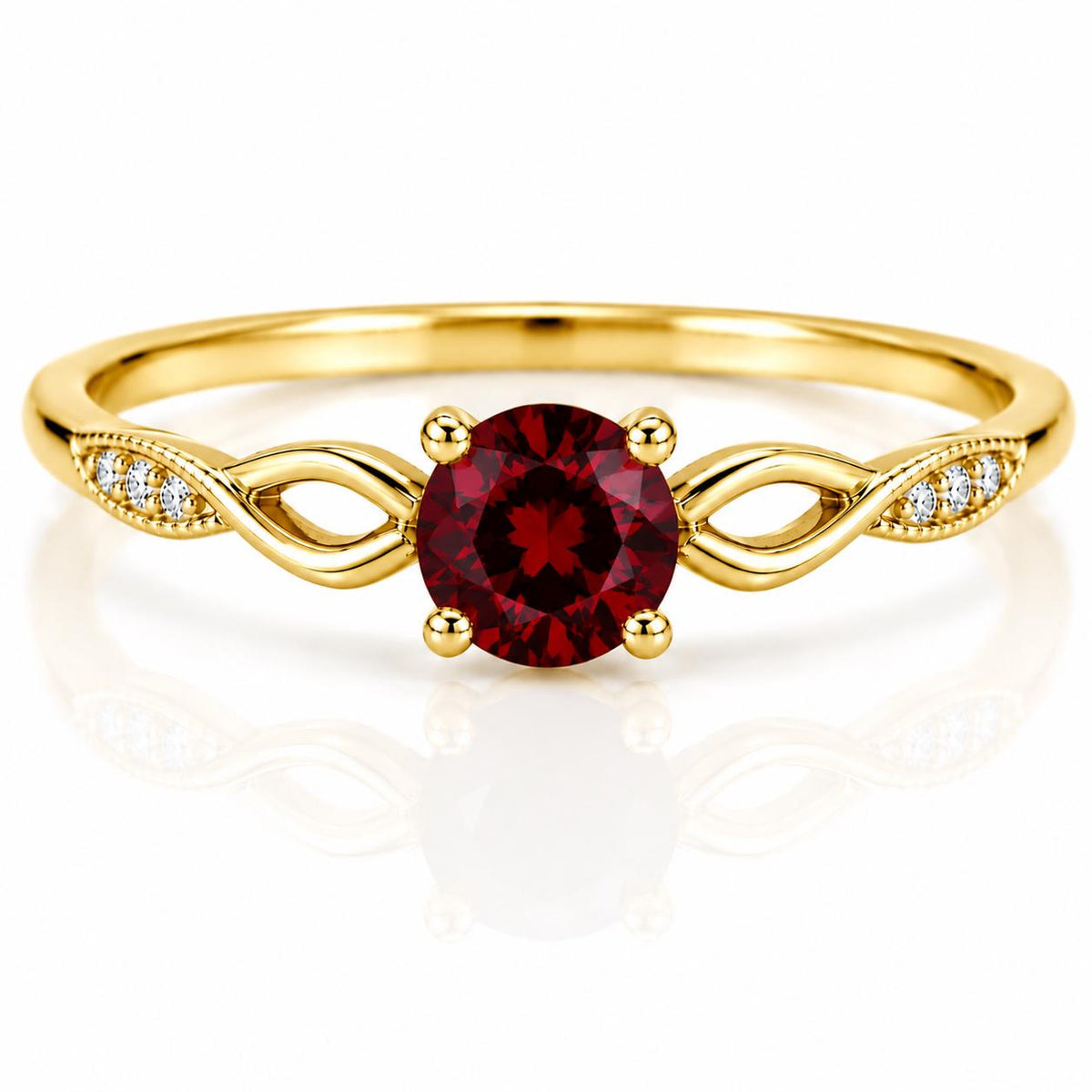 925 Sterling Silver Garnet Infinity Twist Ring, Minimalist January Birthstone