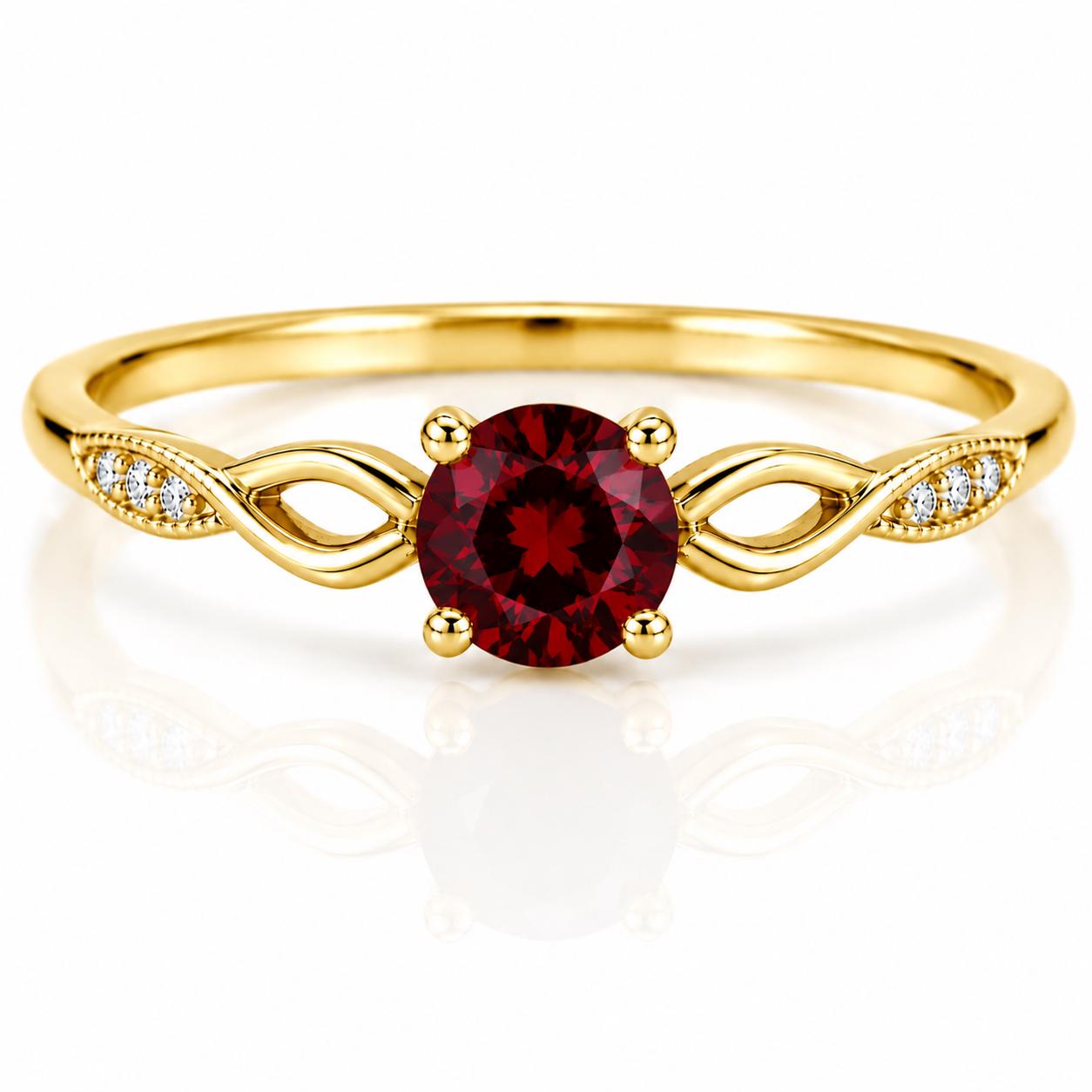 925 Sterling Silver Garnet Infinity Twist Ring, Minimalist January Birthstone