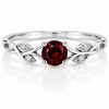 Sterling Silver Garnet Ring, Dainty Vine Leaf, January Birthstone, Minimalist Promise